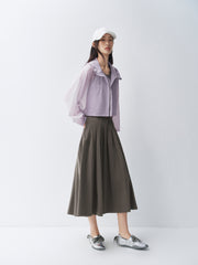 Women's High-Waist Pleated Midi Skirt