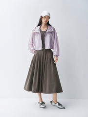 Women's High-Waist Pleated Midi Skirt