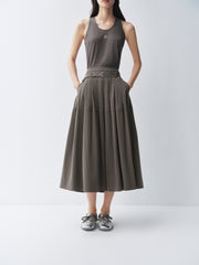 Women's High-Waist Pleated Midi Skirt