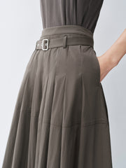 Women's High-Waist Pleated Midi Skirt