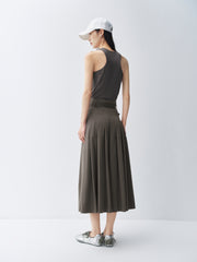 Women's High-Waist Pleated Midi Skirt