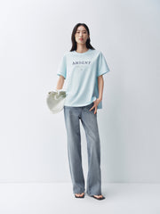 Women's Flocked Letter Print Relaxed T-Shirt