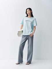 Women's Flocked Letter Print Relaxed T-Shirt