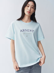 Women's Flocked Letter Print Relaxed T-Shirt