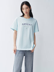 Women's Flocked Letter Print Relaxed T-Shirt