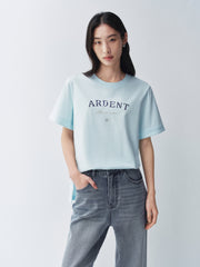 Women's Flocked Letter Print Relaxed T-Shirt
