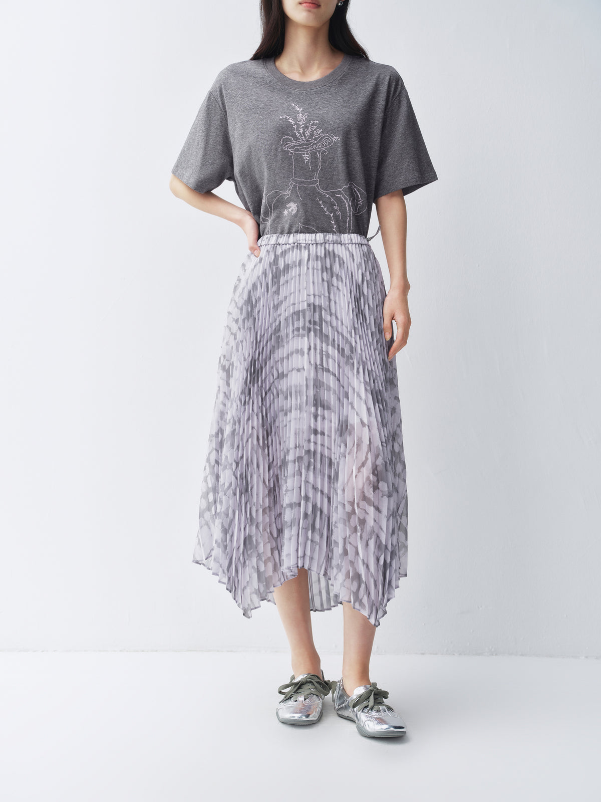 Women's Printed Accordion-Pleated Skirt