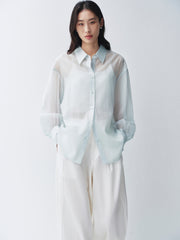 Women's Lyocell Blend Relaxed Lantern Sleeve Shirt