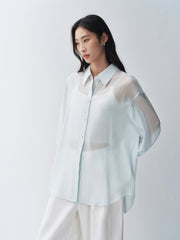 Women's Lyocell Blend Relaxed Lantern Sleeve Shirt