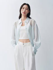 Women's Lyocell Blend Relaxed Lantern Sleeve Shirt