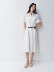 Women's Shirt Dress with Detachable Shawl