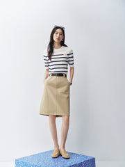 Women's Slim-Fit Striped Knit T-Shirt  [Available only in China]