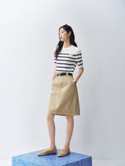 Women's Slim-Fit Striped Knit T-Shirt  [Available only in China]