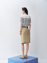 Women's Slim-Fit Striped Knit T-Shirt  [Available only in China]