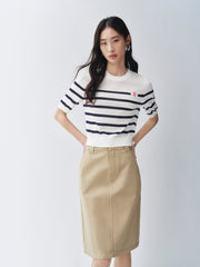 Women's Slim-Fit Striped Knit T-Shirt  [Available only in China]