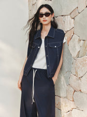 Women's Sleeveless Vest with Stitching Details