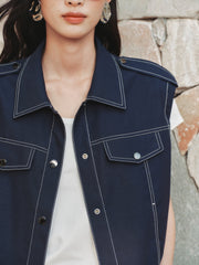 Women's Sleeveless Vest with Stitching Details
