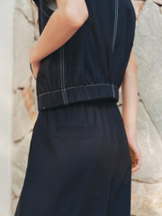 Women's Sleeveless Vest with Stitching Details