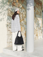 Women's Oversized Drop-Shoulder Striped T-Shirt  [Available only in China]