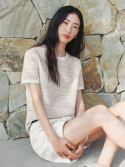 Women's Elegant Crewneck Tweed-Inspired T-Shirt