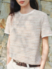 Women's Elegant Crewneck Tweed-Inspired T-Shirt