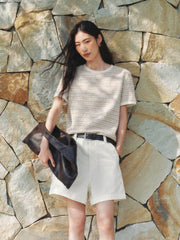 Women's Elegant Crewneck Tweed-Inspired T-Shirt