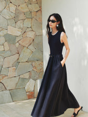 Women's Linen-Blend Paneled Sleeveless Dress