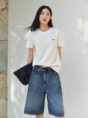 Women's Elegant Crewneck Tweed-Inspired T-Shirt