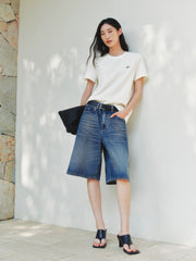Women's Elegant Crewneck Tweed-Inspired T-Shirt