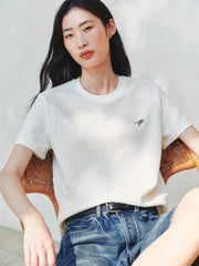 Women's Elegant Crewneck Tweed-Inspired T-Shirt