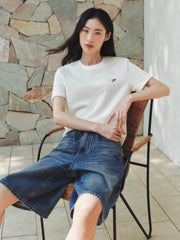 Women's Elegant Crewneck Tweed-Inspired T-Shirt