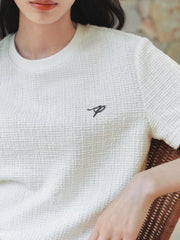 Women's Elegant Crewneck Tweed-Inspired T-Shirt