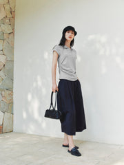 Women's Cropped Slim-Fit Ruched Polo Shirt