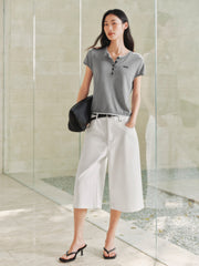 Women's Henley Neck Layered Look T-Shirt