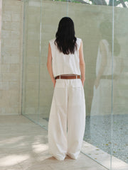 Women's Cropped Vest with Pleated Hem