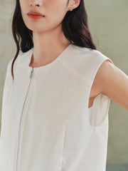 Women's Cropped Vest with Pleated Hem