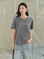Women's Cotton T-Shirt with Letter Embroidery