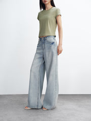 Women's Vintage Washed Wide-Leg Jeans