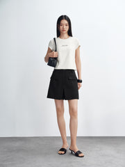 Women's Cropped Slim-Fit Letter Print T-Shirt