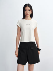 Women's Cropped Slim-Fit Letter Print T-Shirt