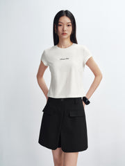 Women's Cropped Slim-Fit Letter Print T-Shirt