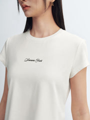 Women's Cropped Slim-Fit Letter Print T-Shirt