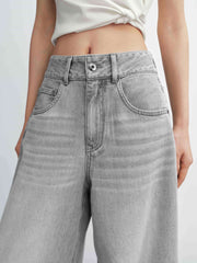 Women's Washed High-Waist Wide-Leg Jeans