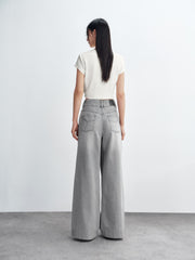 Women's Washed High-Waist Wide-Leg Jeans
