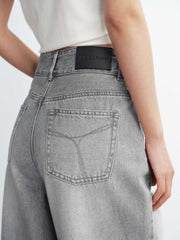 Women's Washed High-Waist Wide-Leg Jeans