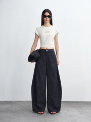 Women's Raw Denim Barrel-Leg Jeans