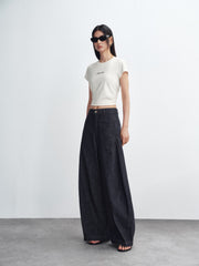 Women's Raw Denim Barrel-Leg Jeans