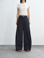 Women's Raw Denim Barrel-Leg Jeans