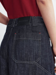 Women's linen A-line wide-leg denim mini skirt