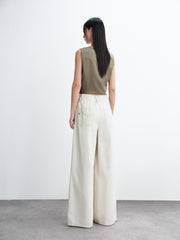 Women's loose-fitting wide-leg white jeans